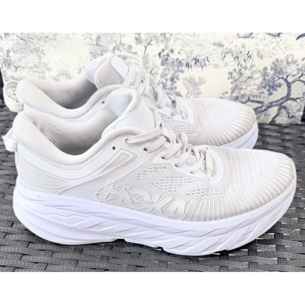 Hoka One One Bondi 7 Running Shoes Women 7 White Cushioned Athletic READ